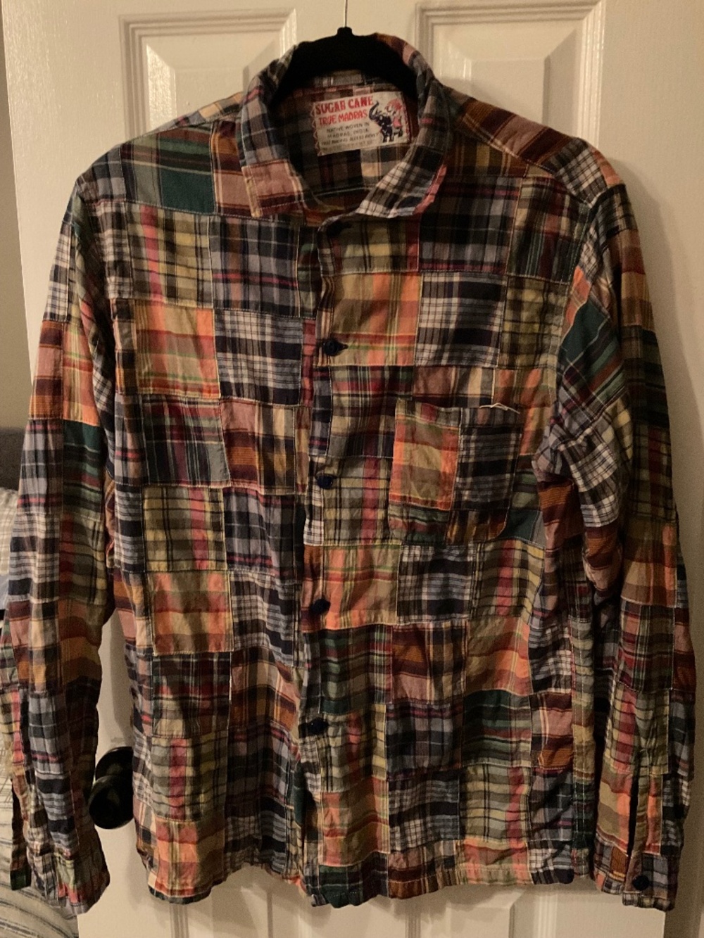 Sugar Cane Men’s M Lot # SC29514 / INDIA MADRAS CHECK PATCHWORK OPEN SHIRT Japan